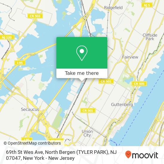 69th St Wes Ave, North Bergen (TYLER PARK), NJ 07047 map