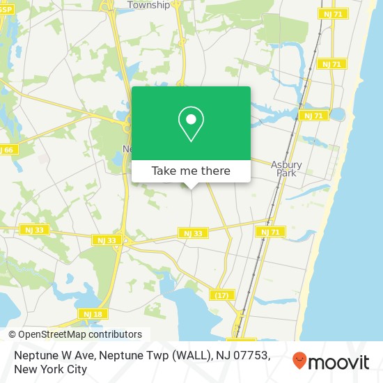 Mapa de Neptune W Ave, Neptune Twp (WALL), NJ 07753