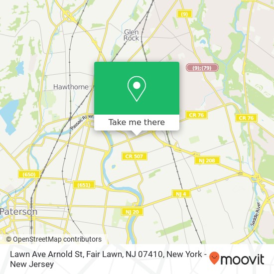 Mapa de Lawn Ave Arnold St, Fair Lawn, NJ 07410