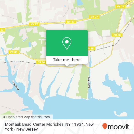 Mapa de Montauk Beac, Center Moriches, NY 11934