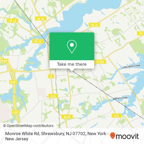 Mapa de Monroe White Rd, Shrewsbury, NJ 07702