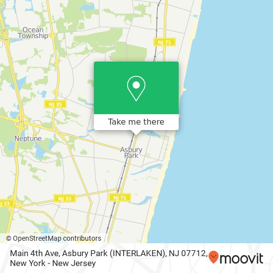 Mapa de Main 4th Ave, Asbury Park (INTERLAKEN), NJ 07712