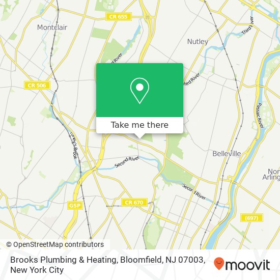 Mapa de Brooks Plumbing & Heating, Bloomfield, NJ 07003