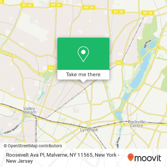 Mapa de Roosevelt Ava Pl, Malverne, NY 11565