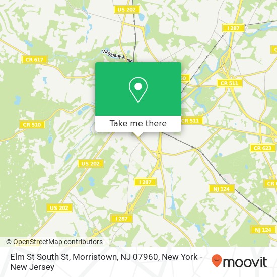 Mapa de Elm St South St, Morristown, NJ 07960
