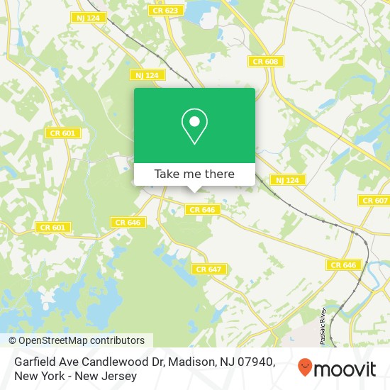 Garfield Ave Candlewood Dr, Madison, NJ 07940 map