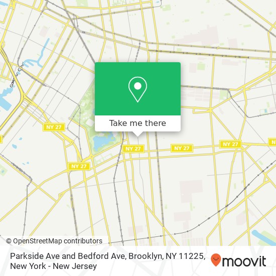 Mapa de Parkside Ave and Bedford Ave, Brooklyn, NY 11225