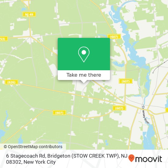 Mapa de 6 Stagecoach Rd, Bridgeton (STOW CREEK TWP), NJ 08302