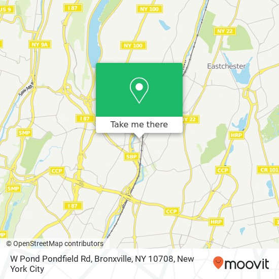 Mapa de W Pond Pondfield Rd, Bronxville, NY 10708
