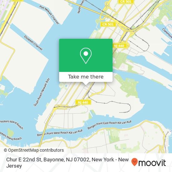 Mapa de Chur E 22nd St, Bayonne, NJ 07002