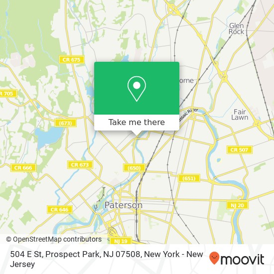 Mapa de 504 E St, Prospect Park, NJ 07508
