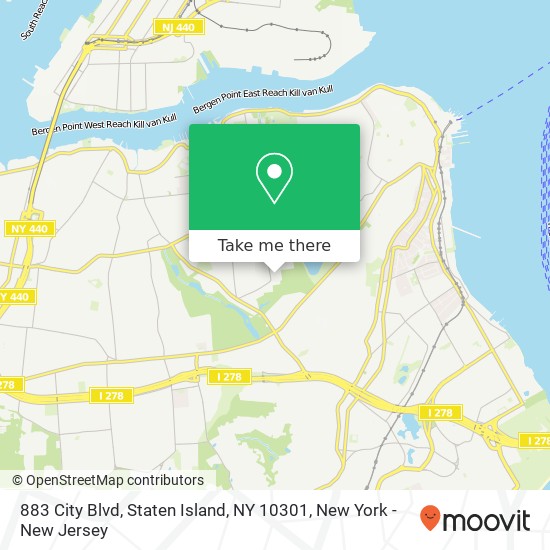 Mapa de 883 City Blvd, Staten Island, NY 10301