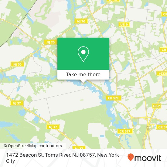 Mapa de 1472 Beacon St, Toms River, NJ 08757