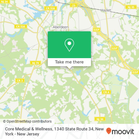 Mapa de Core Medical & Wellness, 1340 State Route 34