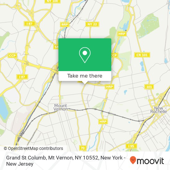 Mapa de Grand St Columb, Mt Vernon, NY 10552