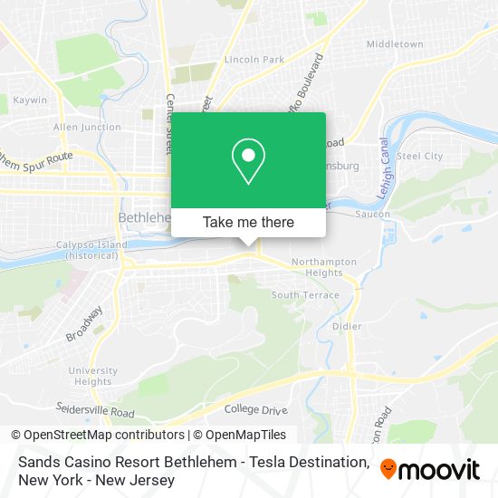 Sands Casino Resort Bethlehem - Tesla Destination map