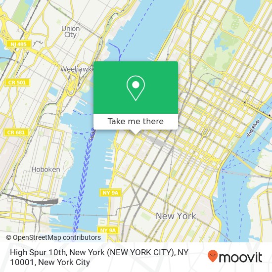 High Spur 10th, New York (NEW YORK CITY), NY 10001 map
