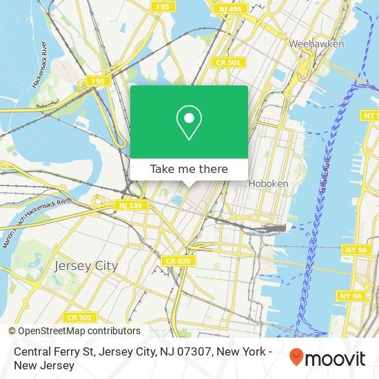 Mapa de Central Ferry St, Jersey City, NJ 07307