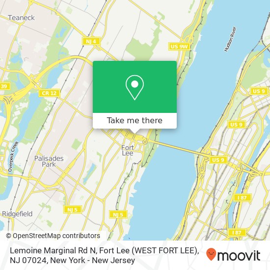 Mapa de Lemoine Marginal Rd N, Fort Lee (WEST FORT LEE), NJ 07024