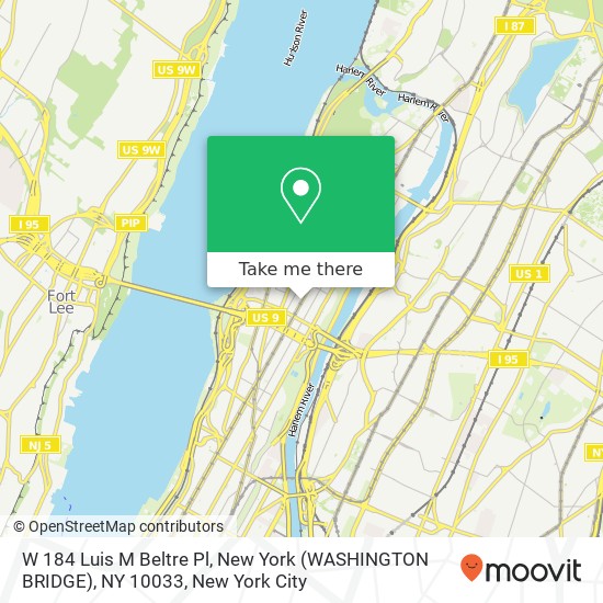 W 184 Luis M Beltre Pl, New York (WASHINGTON BRIDGE), NY 10033 map