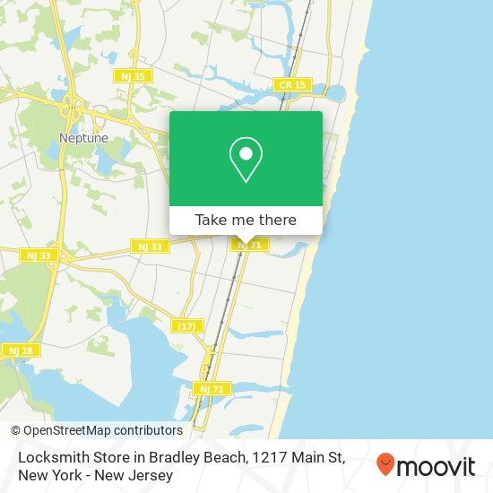 Mapa de Locksmith Store in Bradley Beach, 1217 Main St