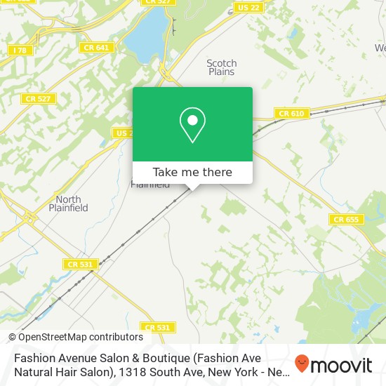 Mapa de Fashion Avenue Salon & Boutique (Fashion Ave Natural Hair Salon), 1318 South Ave