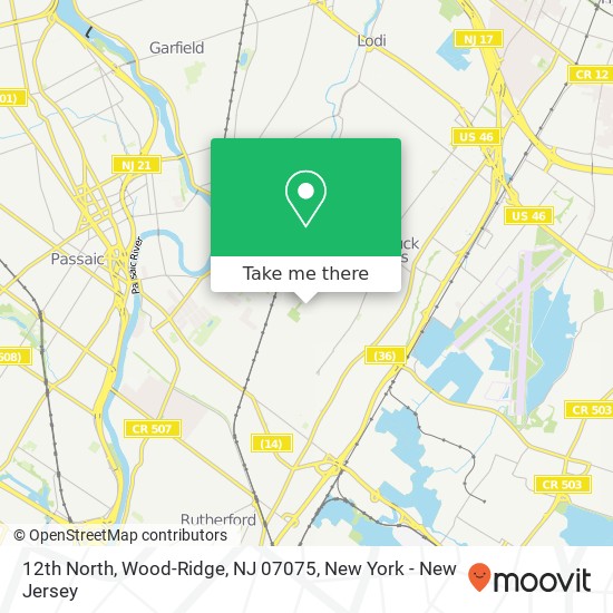 Mapa de 12th North, Wood-Ridge, NJ 07075