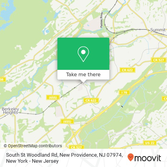 Mapa de South St Woodland Rd, New Providence, NJ 07974