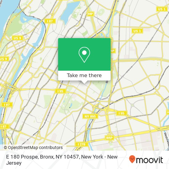Mapa de E 180 Prospe, Bronx, NY 10457