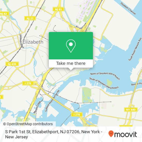 Mapa de S Park 1st St, Elizabethport, NJ 07206