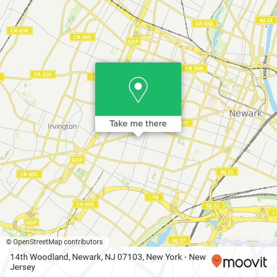 14th Woodland, Newark, NJ 07103 map