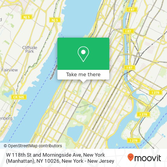 W 118th St and Morningside Ave, New York (Manhattan), NY 10026 map