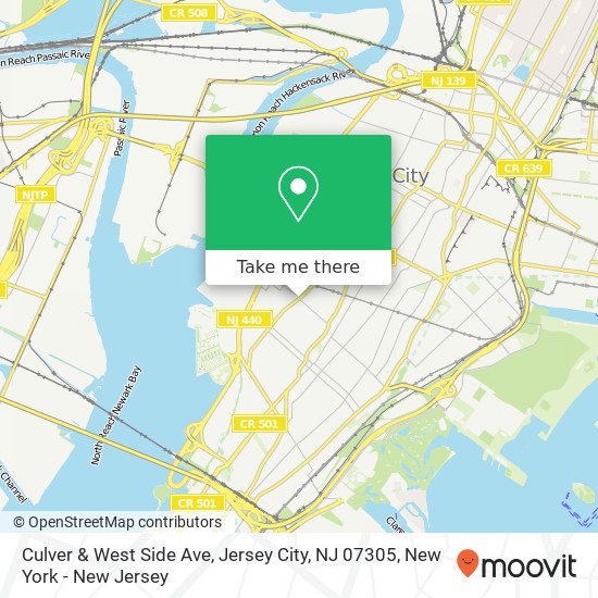 Mapa de Culver & West Side Ave, Jersey City, NJ 07305