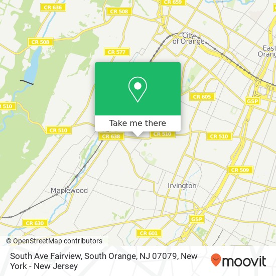 Mapa de South Ave Fairview, South Orange, NJ 07079
