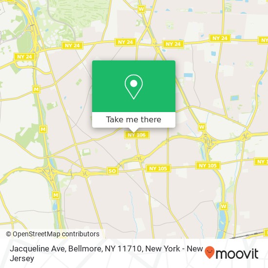 Mapa de Jacqueline Ave, Bellmore, NY 11710