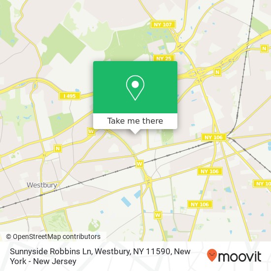 Mapa de Sunnyside Robbins Ln, Westbury, NY 11590