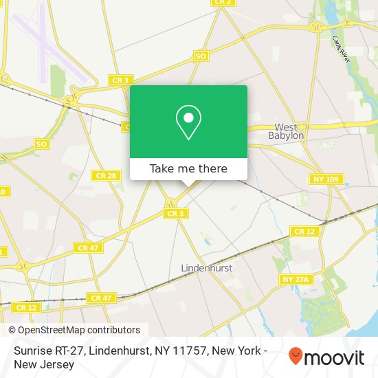 Mapa de Sunrise RT-27, Lindenhurst, NY 11757