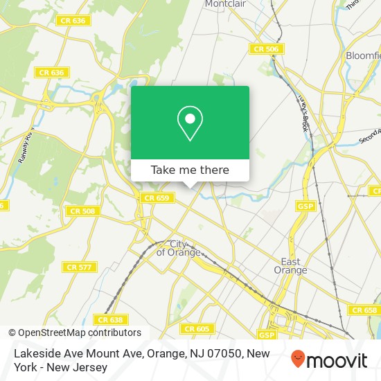 Mapa de Lakeside Ave Mount Ave, Orange, NJ 07050