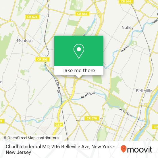 Mapa de Chadha Inderpal MD, 206 Belleville Ave