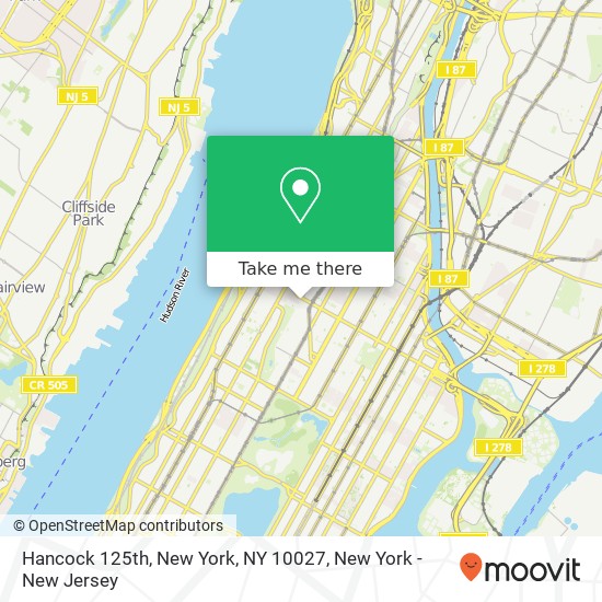 Hancock 125th, New York, NY 10027 map