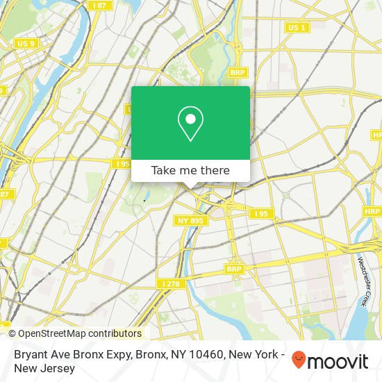 Mapa de Bryant Ave Bronx Expy, Bronx, NY 10460