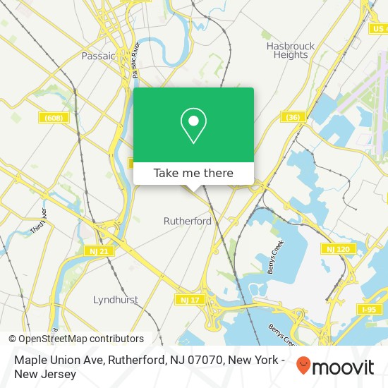 Mapa de Maple Union Ave, Rutherford, NJ 07070