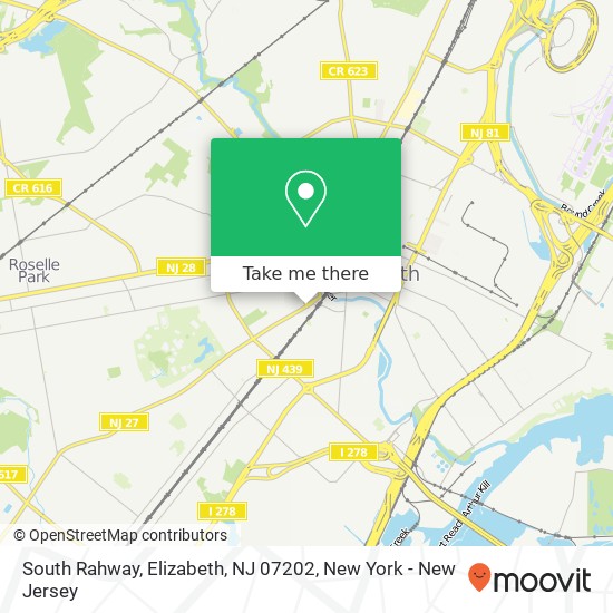 Mapa de South Rahway, Elizabeth, NJ 07202