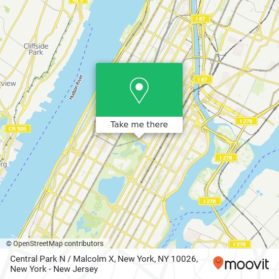 Central Park N / Malcolm X, New York, NY 10026 map