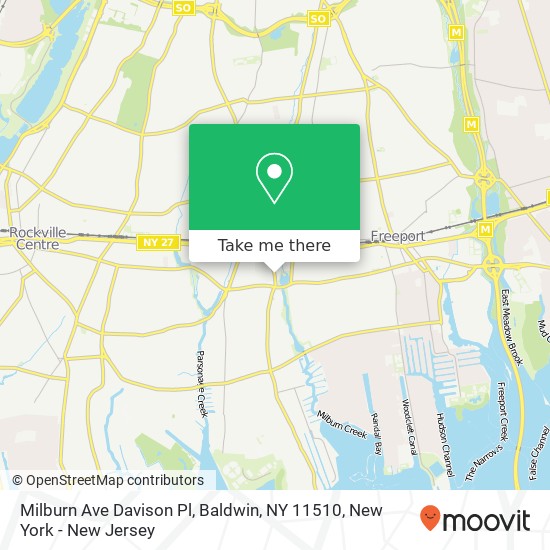 Mapa de Milburn Ave Davison Pl, Baldwin, NY 11510