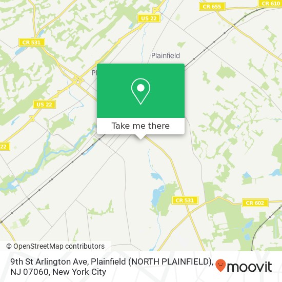 Mapa de 9th St Arlington Ave, Plainfield (NORTH PLAINFIELD), NJ 07060