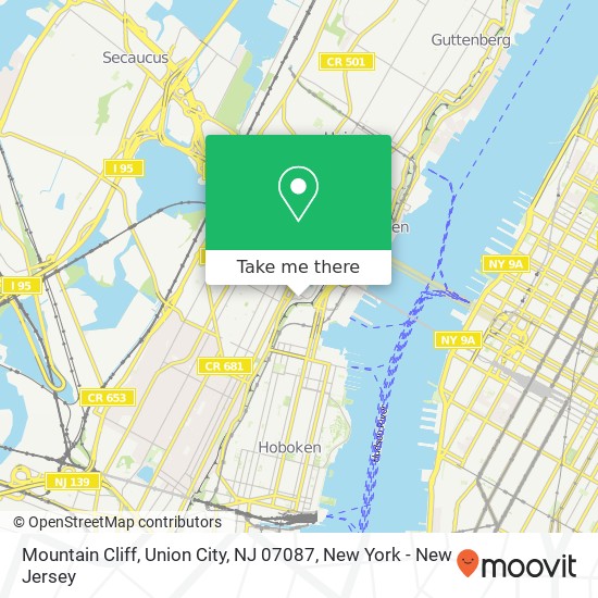 Mapa de Mountain Cliff, Union City, NJ 07087