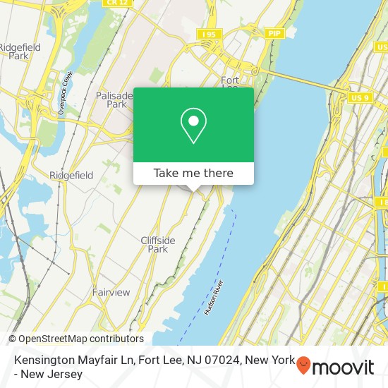 Mapa de Kensington Mayfair Ln, Fort Lee, NJ 07024