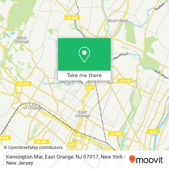 Kensington Mar, East Orange, NJ 07017 map