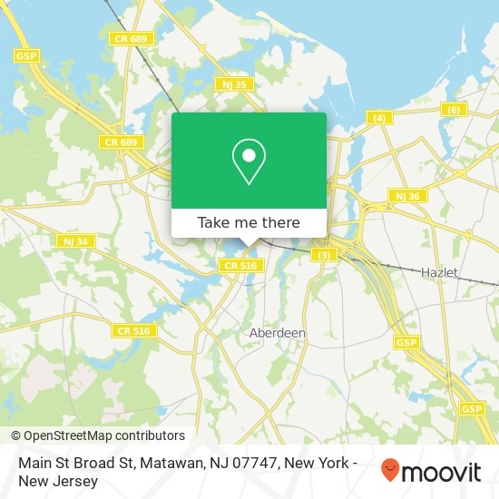 Mapa de Main St Broad St, Matawan, NJ 07747